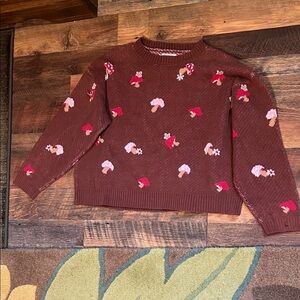 Y2K Brown Mushroom Pattern Sweater